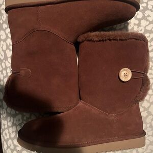 Brown Suede Button-Accent Koolaburra by UGG.